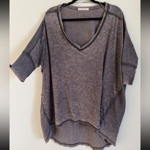 Free People We The Free Catch Waves Oversized Tee Washed Black S